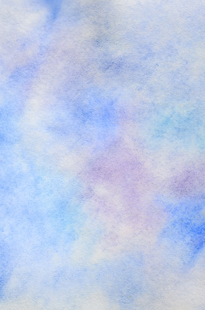 Abstract background illustration in the form of watercolor strokes and drops, executed in cold blue and purple tonesの写真素材