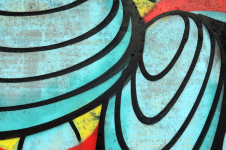 Background image with a graffiti pattern, which is applied to a concrete wall with aerosol paintsの写真素材