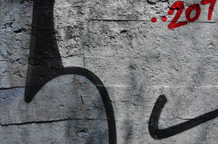 Art under ground. Beautiful street art graffiti style. The wall is decorated with abstract drawings house paint. Modern iconic urban culture of street youth. Abstract stylish picture on wallの写真素材