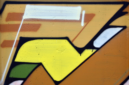 Beautiful street art graffiti. Abstract color creative drawing fashion colors on the walls of the city. Urban Contemporary Culture. Title paint on walls. Culture youth protestの写真素材