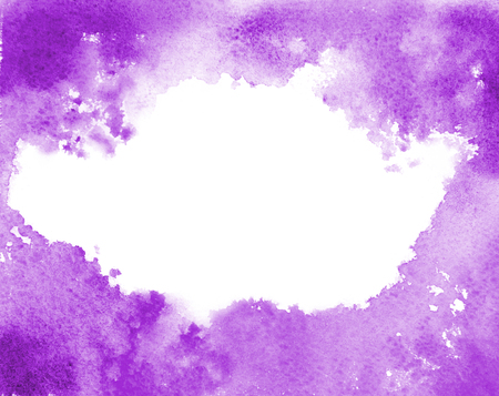 Background image of abstract watercolor stains that form random shapes of violet colorの写真素材