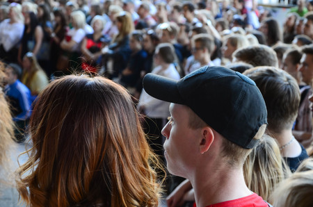 KHARKIV, UKRAINE - 27 MAY, 2018: Crowd of people as a spectators during the annual festival of...