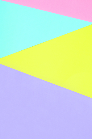 Texture background of fashion pastel colors. Pink, violet, yellow and blue geometric pattern papers. minimal abstract.の写真素材