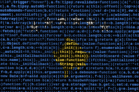 Kosovo flag  is depicted on the screen with the program code. The concept of modern technology and...