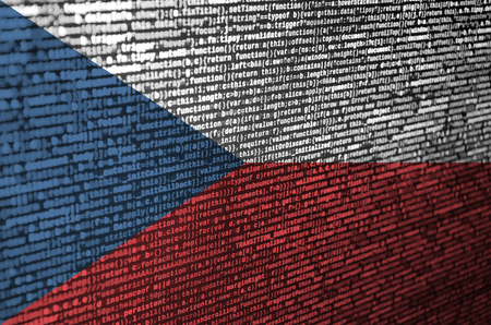Czech flag  is depicted on the screen with the program code. The concept of modern technology and site development.の写真素材