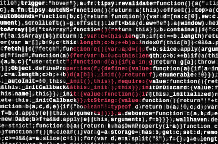 Japan flag  is depicted on the screen with the program code. The concept of modern technology and...