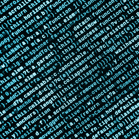 Big data and Internet of things trend. IT specialist workplace. Website HTML Code on the Laptop...