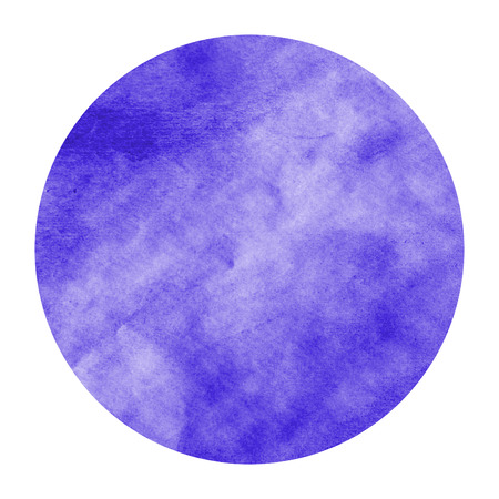 Violet hand drawn watercolor circular frame background texture with stains. Modern design elementの写真素材