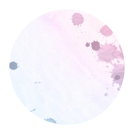Space colors hand drawn watercolor circular frame background texture with stains. Modern design elementの写真素材