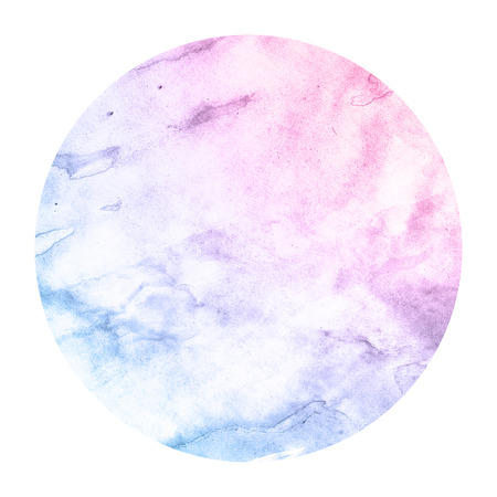 Space colors hand drawn watercolor circular frame background texture with stains. Modern design elementの写真素材