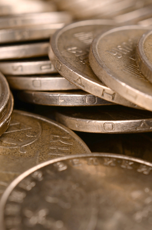 Large pile of big golden coins. Financial success money background for rich life concepts, banking...