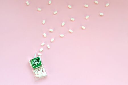 KHARKOV, UKRAINE - OCTOBER 26, 2019: Many hard mints and Tic Tac Candy package. Tic tac is popular due its minty fresh taste and easy to carry. Hard mints produced by Ferrero since 1968のeditorial素材