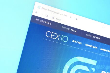 NY, USA - DECEMBER 16, 2019: Homepage of cexio website on the display of PC, url - cex.io.