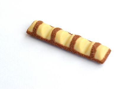 NY, USA - DECEMBER 15, 2019: Kinder Bueno Chocolate Candy Bar On White Background. Kinder Bueno by...