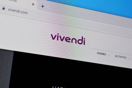 NY, USA - DECEMBER 16, 2019: Homepage of vivendi website on the display of PC, url - vivendi.com.のeditorial素材