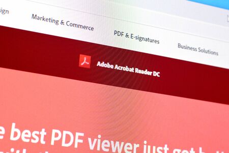 NY, USA - DECEMBER 16, 2019: Web page of adobe acrobat reader product on official website on the display of PCのeditorial素材