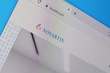 NY, USA - DECEMBER 16, 2019: Homepage of novartis website on the display of PC, url - novartis.com.のeditorial素材