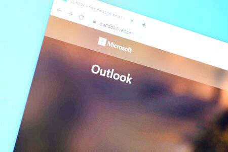 NY, USA - DECEMBER 16, 2019: Homepage of hotmail website on the display of PC, url - hotmail.com.のeditorial素材