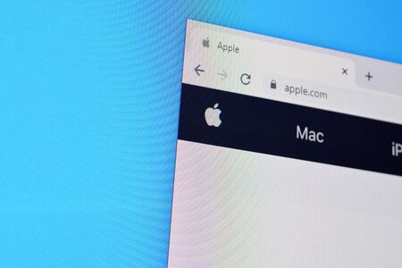 NY, USA - DECEMBER 16, 2019: Homepage of apple website on the display of PC, url - apple.com.