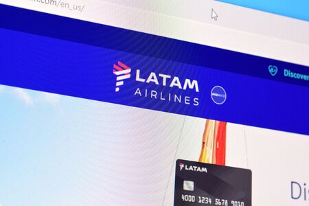 NY, USA - DECEMBER 16, 2019: Homepage of latam airlines website on the display of PC, url -...