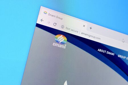 NY, USA - DECEMBER 16, 2019: Homepage of emamigroup website on the display of PC, url - emamigroup.com.のeditorial素材