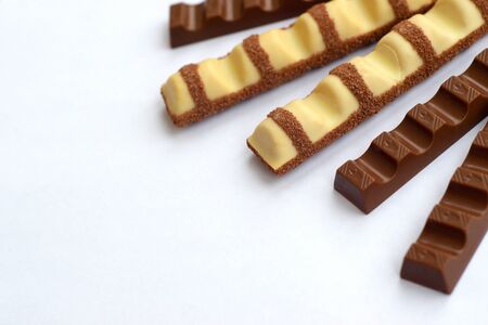 NY, USA - DECEMBER 15, 2019: Kinder small Chocolate bars and bueno white made by Ferrero SpA. Kinder is a confectionery product brand line of Italian multinational manufacturer Ferreroのeditorial素材