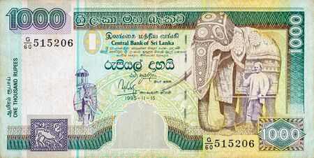 1000 Sri Lankan rupees money bill. National currency of Sri Lanka colored banknoteの写真素材
