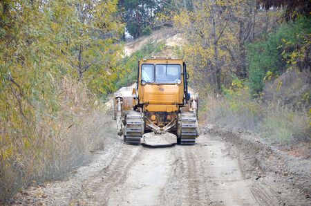 Quarry aggregate with heavy duty machinery on Construction industry. Caterpillar loader Excavator...