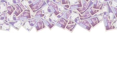 Philippines central bank on 100 piso Philippines money bill close up pattern. Bill of national...