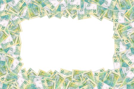 Pattern of new 50 rubles money bill in Belarus. Denomination in Republic of Belarus 2016 year