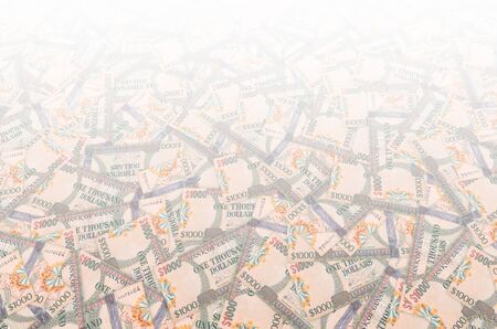 Part of brown Guyana 1000 dollars Banknote pattern close up