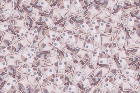 Russian 500 rubles banknote closeup macro pattern. Russia five hundred rouble money bill close up