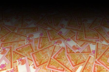 Pattern of 100 Sri Lanka rupees banknote is national currency of Sri Lanka. Side of money bill close upの写真素材