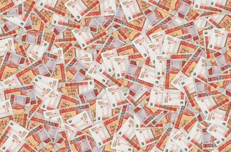Che Guevara monument on cuban banknote of orange three pesos convertibles 2016 year