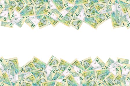 Pattern of new 50 rubles money bill in Belarus. Denomination in Republic of Belarus 2016 year