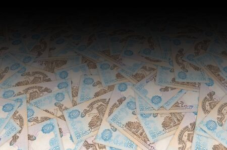 Castle tower in Lutsk from old Ukrainian 200 Hryvnia bill 1994 Banknote close up