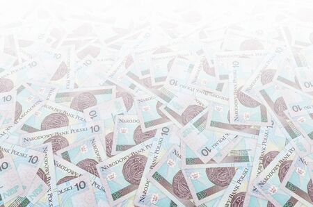 Colored 10 zloty bill of Poland currency bank note. Money bill close up pattern