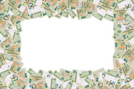 Pattern of new 50 rubles money bill in Belarus. Denomination in Republic of Belarus 2016 year