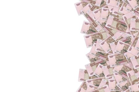 The Big Theatre in Moscow on russian 100 rubles banknote closeup macro pattern. Russia one hundred...