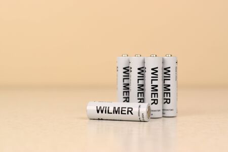 NY, USA - DECEMBER 15, 2019: Batteries Wilmer AAA of JYSK company. Jysk is a Danish retail chain,...