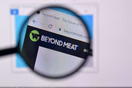 NY, USA - FEBRUARY 29, 2020: Homepage of beyond meat website on the display of PC, url - beyondmeat.com.のeditorial素材