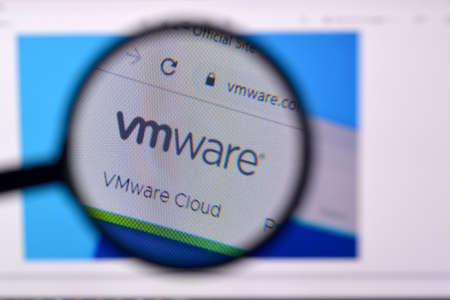 NY, USA - FEBRUARY 29, 2020: Homepage of vmware website on the display of PC, url - vmware.com.のeditorial素材