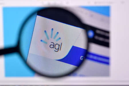NY, USA - FEBRUARY 29, 2020: Homepage of agl website on the display of PC, url - agl.com.au.のeditorial素材