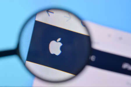 NY, USA - FEBRUARY 29, 2020: Homepage of apple website on the display of PC, url - apple.com.のeditorial素材