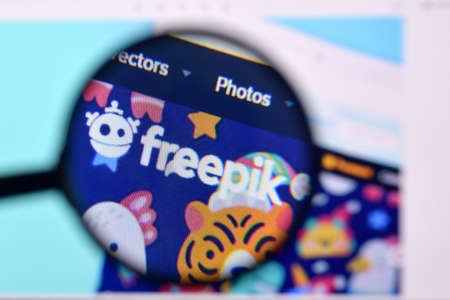 NY, USA - FEBRUARY 29, 2020: Homepage of freepik website on the display of PC, url - freepik.com.のeditorial素材