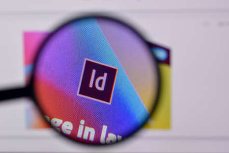 NY, USA - FEBRUARY 29, 2020: Web page of adobe indesign product on official website on the display of PCのeditorial素材
