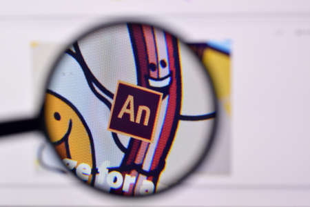 NY, USA - FEBRUARY 29, 2020: Web page of adobe animate product on official website on the display of...