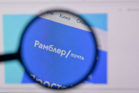NY, USA - FEBRUARY 29, 2020: Homepage of rambler website on the display of PC, url -...