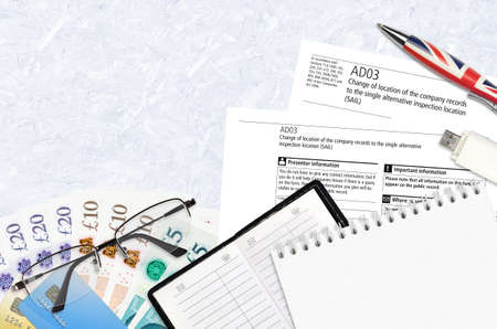 English form AD03 Change of location of the company records to the single alternative inspection...