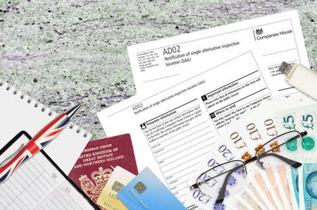 English form AD02 Notification of single alternative inspection location SAIL from Companies House...
